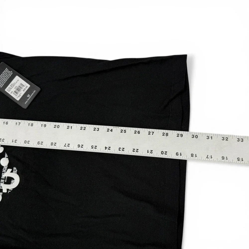 True Religion Mens Scripted Buddha Face Tee Jet‎ Black Graphic T-Shirt XXL NWT